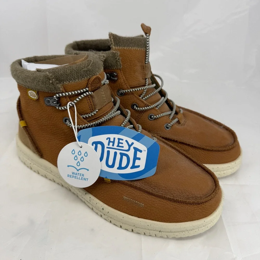 Hey Dude Bradley Boot Leather Cognac Mens 10 Water Repellent Chukka 40189-21N
